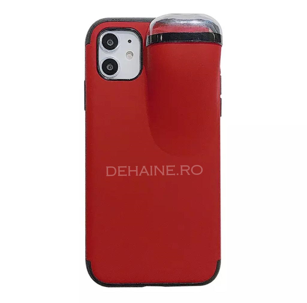 Husa iphone 11 pro max rosie cu suport pentru casti a8845